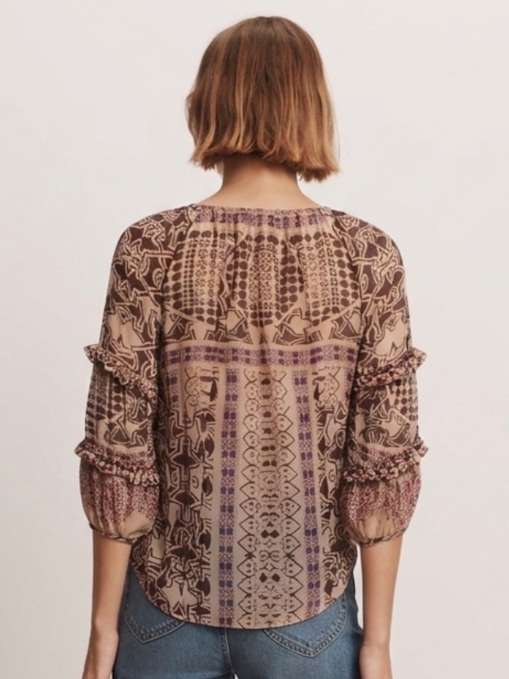 DIANE VON FURSTENBERG $295 vintage 2006 Y2K Boho silk blouse - Picture 5 of 6